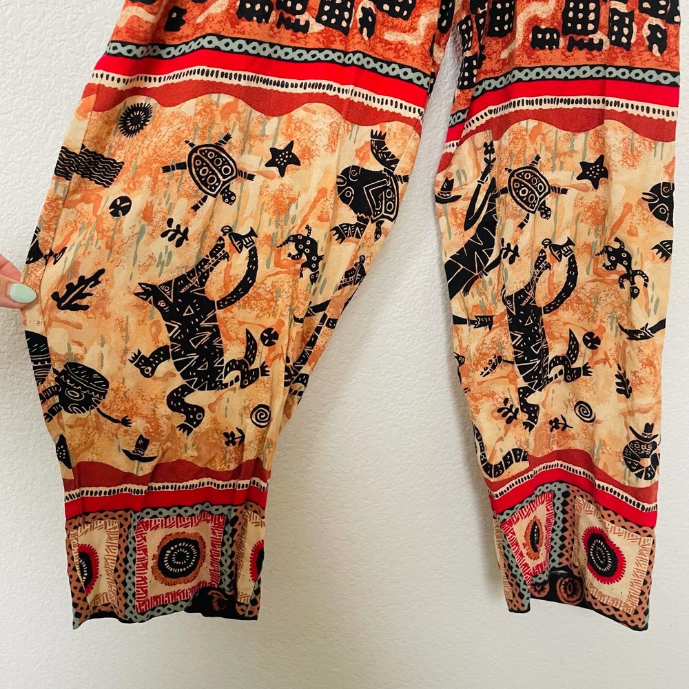 Vintage 90s wacky southwestern desert snakes coyotes funky boho jumpsuit sz M - Picture 7 of 14